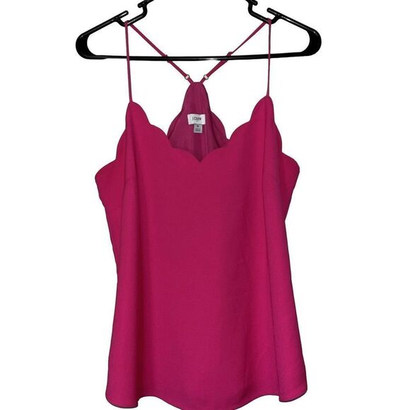 J. Crew Scallop Trim Blouse Women’s Sz 6 Adjustable Tank Hot Pink BarbieCore - Picture 1 of 9